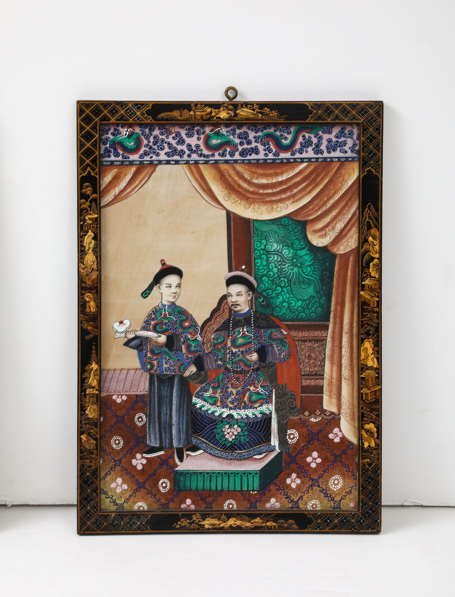 Pair of 19th Century Chinese Gouache Court Scenes