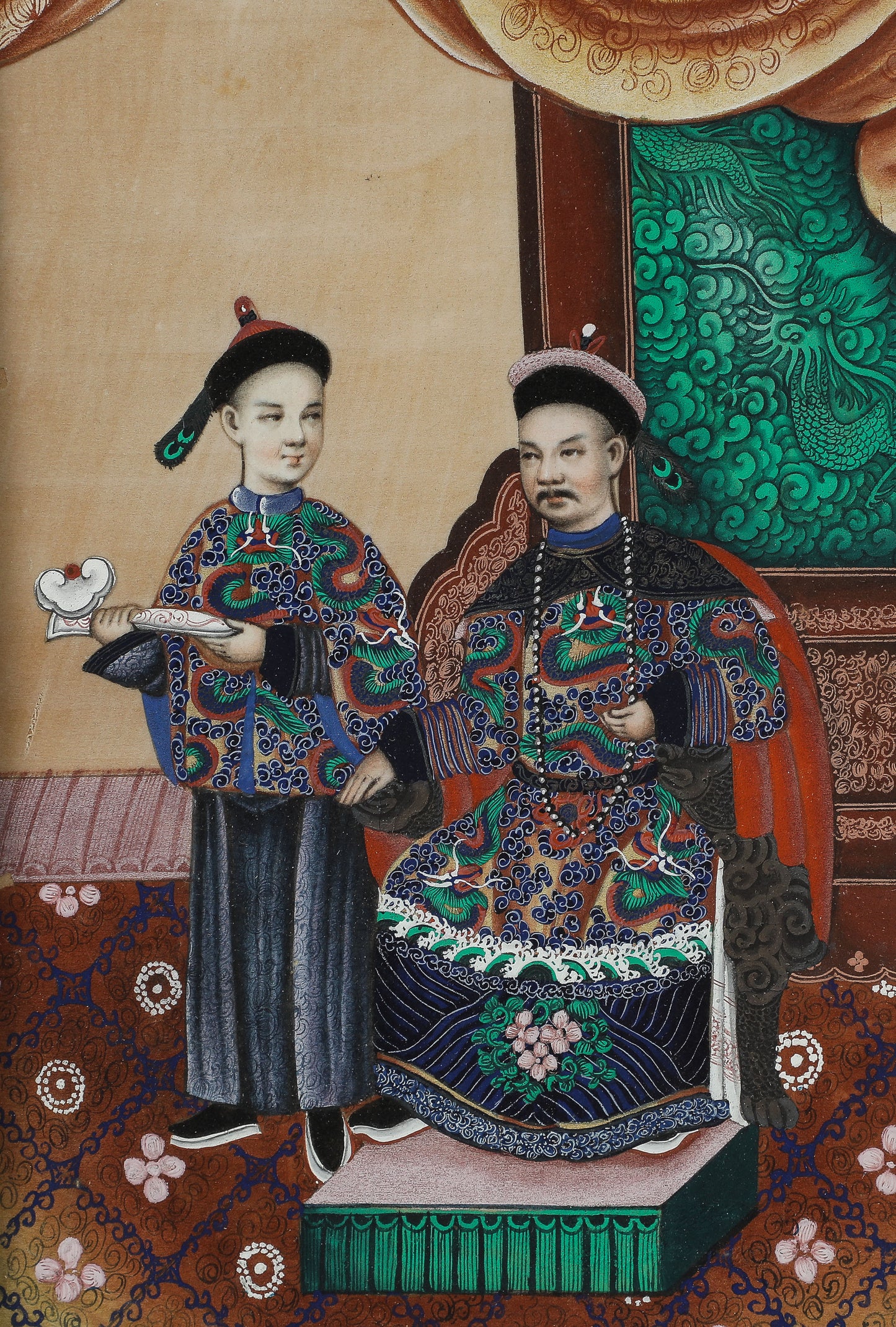 Pair of 19th Century Chinese Gouache Court Scenes