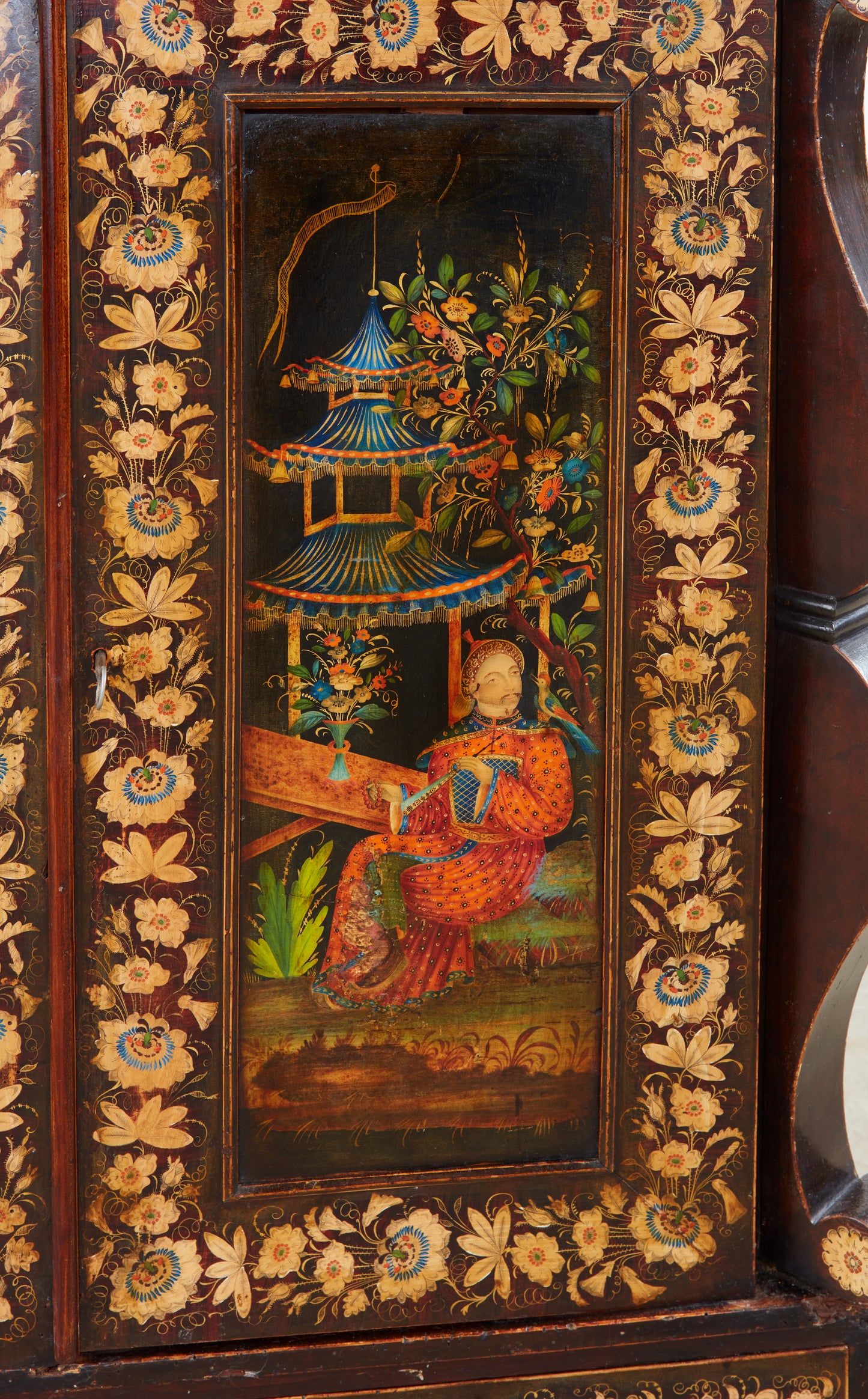 Regency Parcel Gilt and Polychrome Japanned and Penwork Cabinet c. 1820