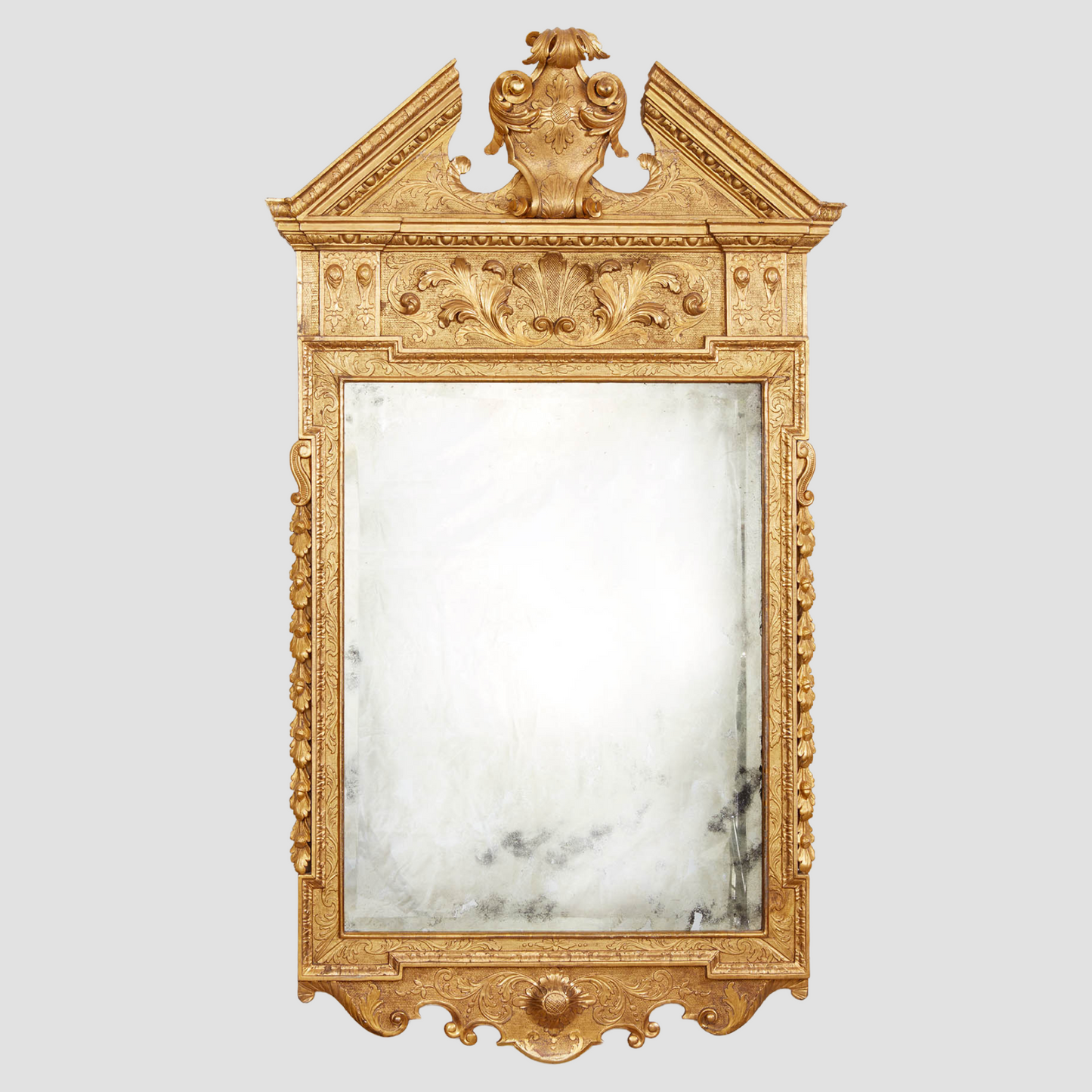 English Carved and Gilded Palladian Mirror