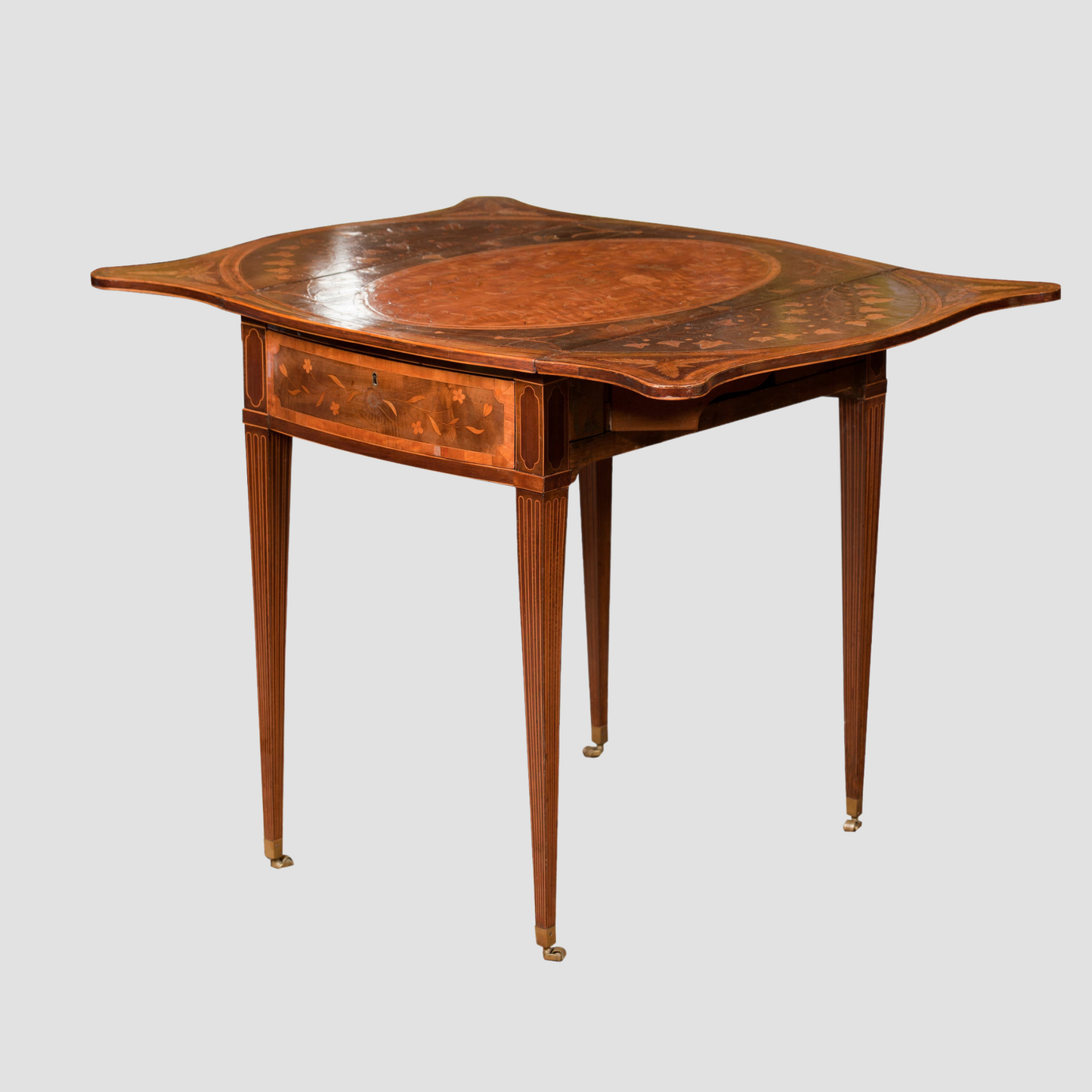 Harewood Marquetry Serpentine Pembroke Table