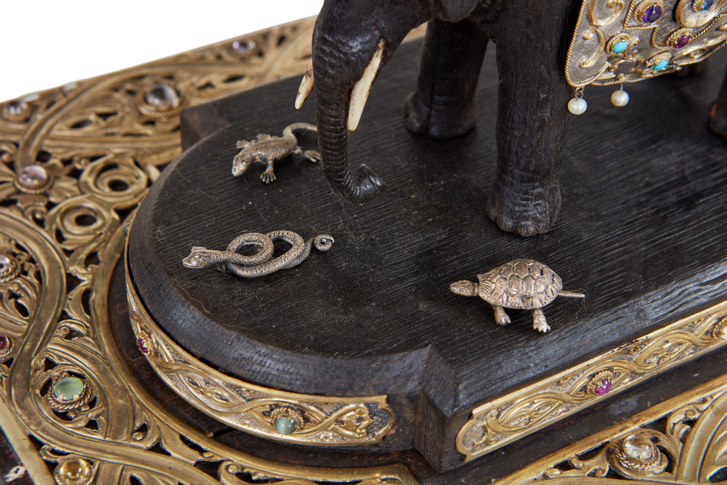 Carved Presentation Box with Silver and Semi-Precious Stones c. 1845