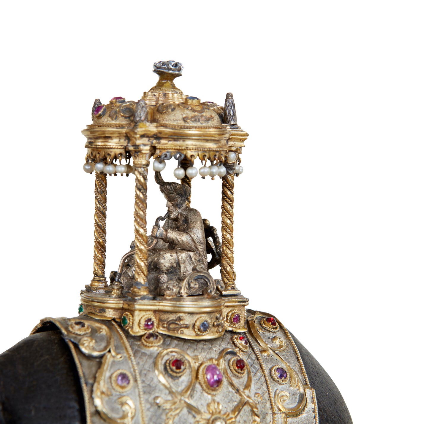 Carved Presentation Box with Silver and Semi-Precious Stones c. 1845