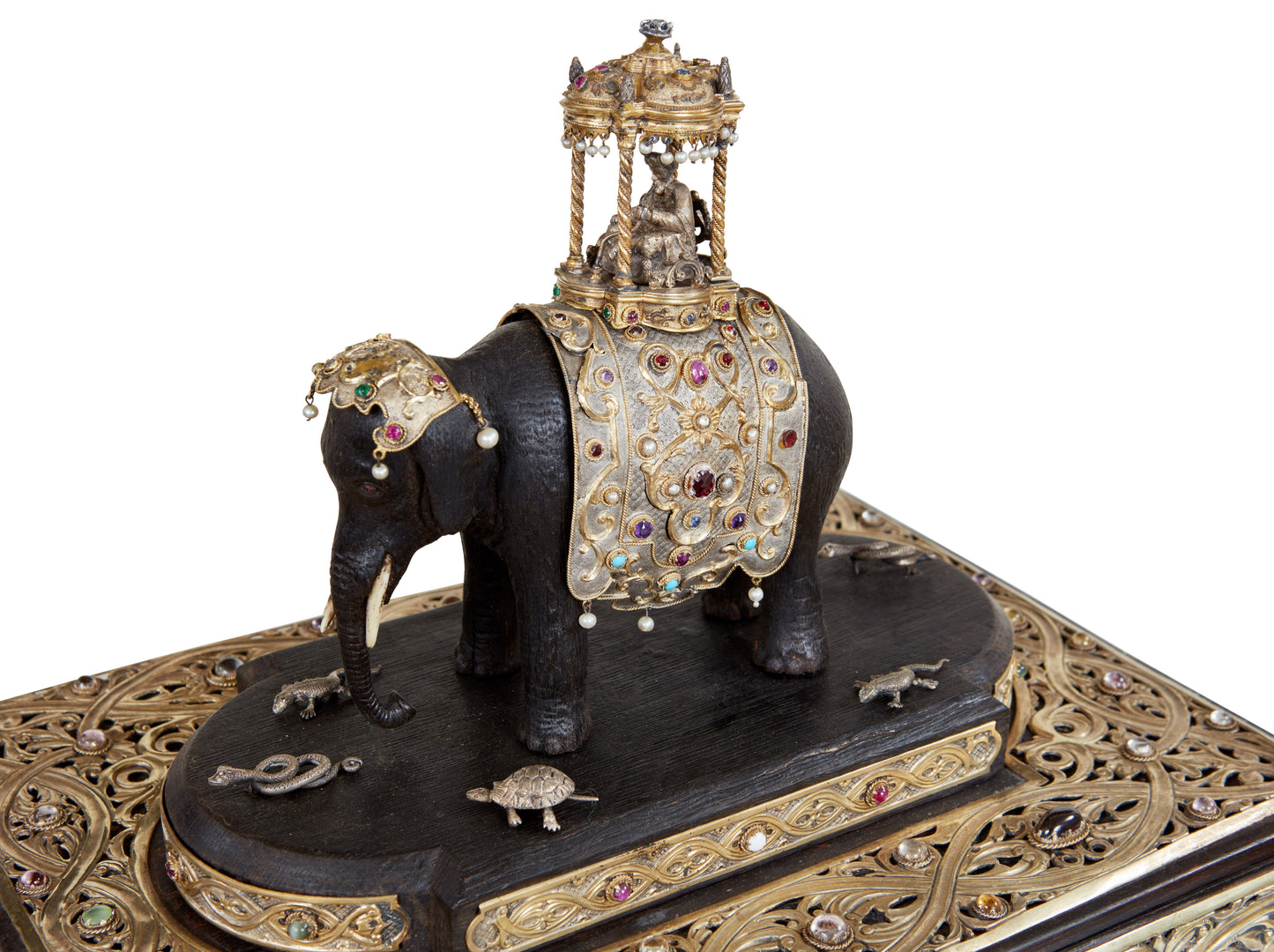 Carved Presentation Box with Silver and Semi-Precious Stones c. 1845