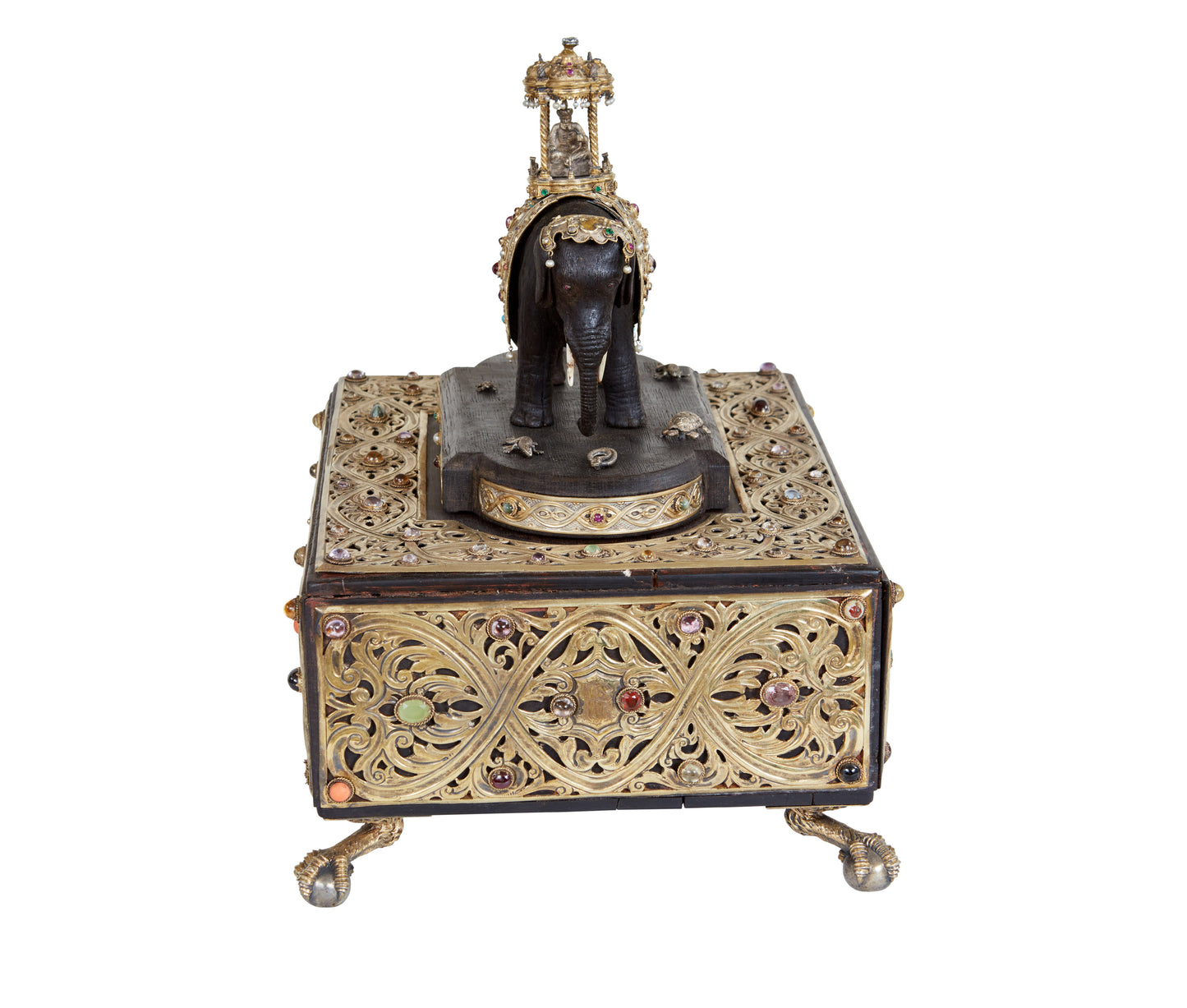 Carved Presentation Box with Silver and Semi-Precious Stones c. 1845