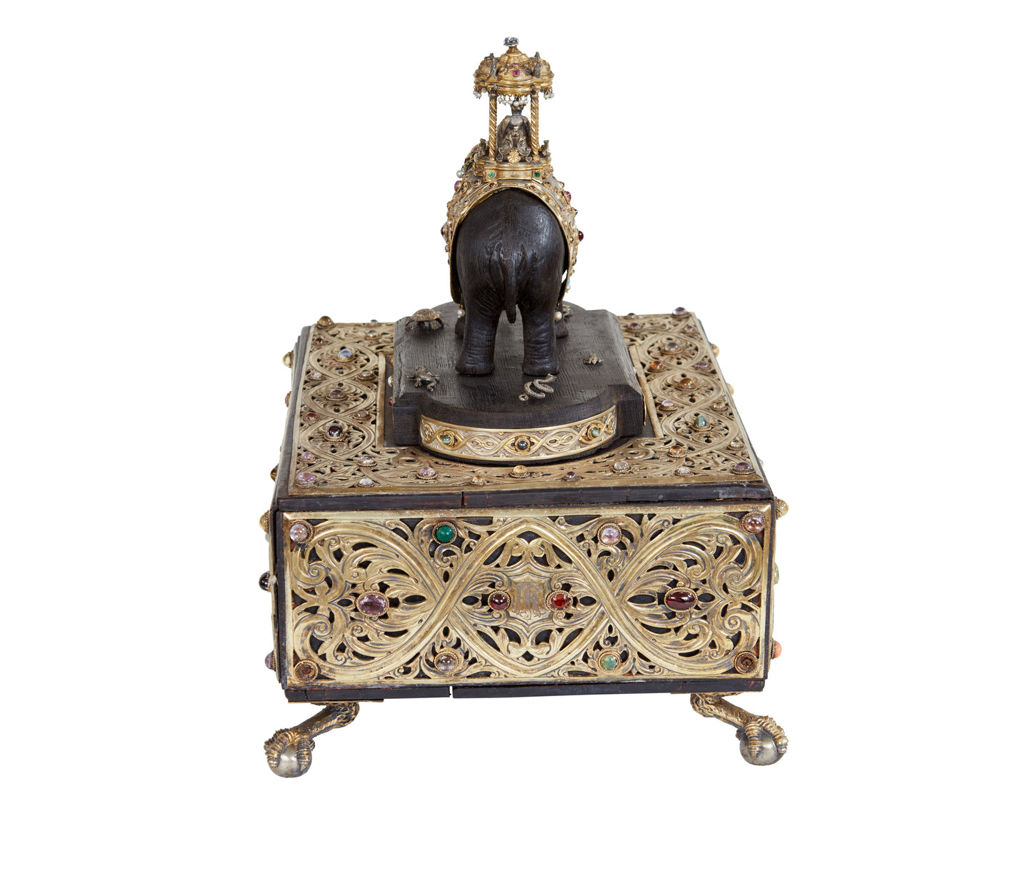 Carved Presentation Box with Silver and Semi-Precious Stones c. 1845