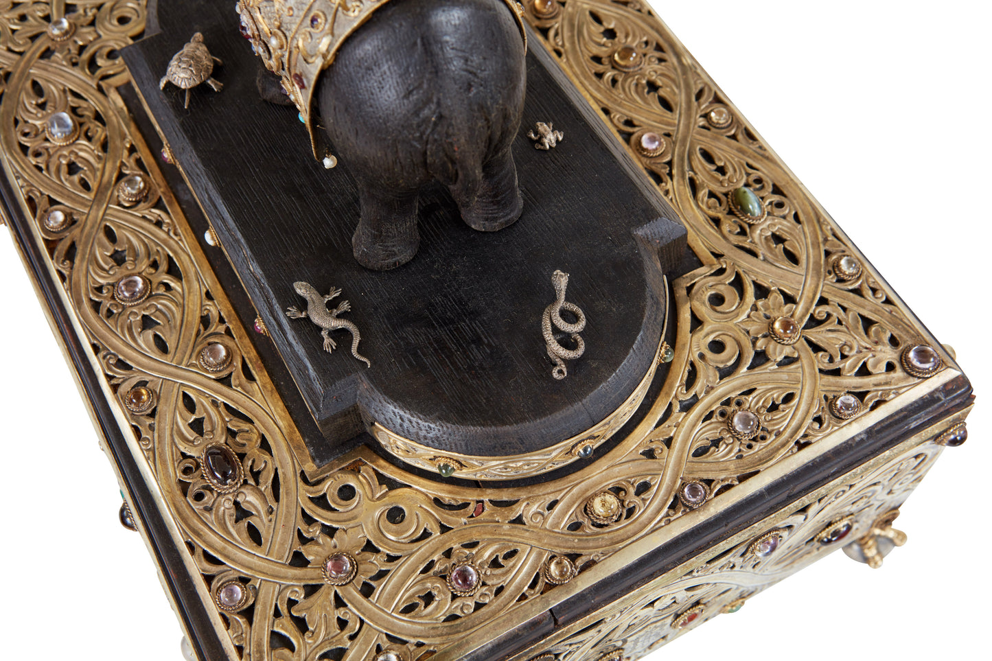 Carved Presentation Box with Silver and Semi-Precious Stones c. 1845