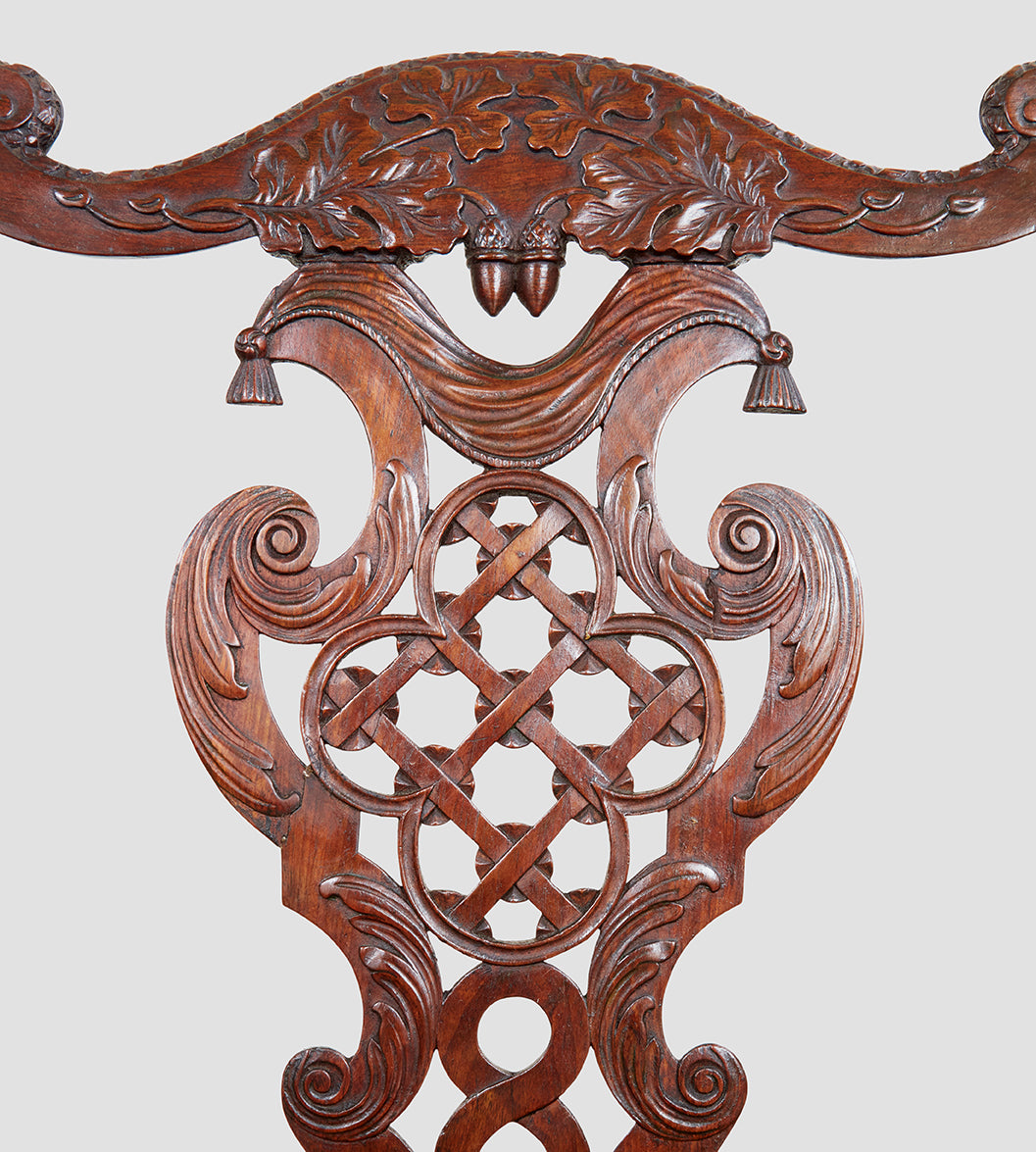 Mahogany Chair with Carved Oak Leaf Decoration