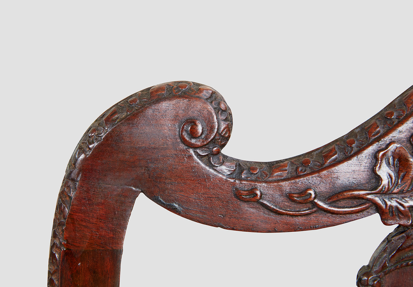 Mahogany Chair with Carved Oak Leaf Decoration