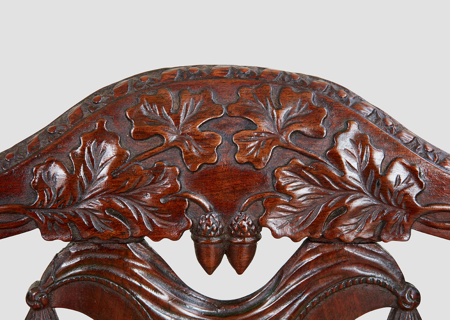 Mahogany Chair with Carved Oak Leaf Decoration