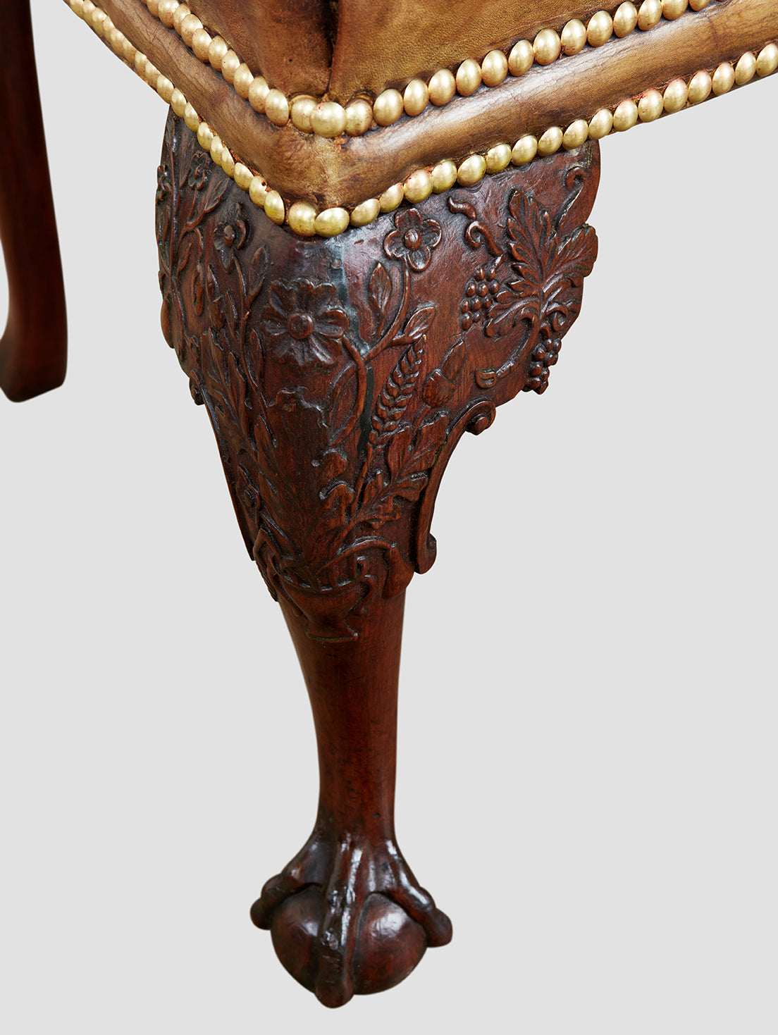 Mahogany Chair with Carved Oak Leaf Decoration