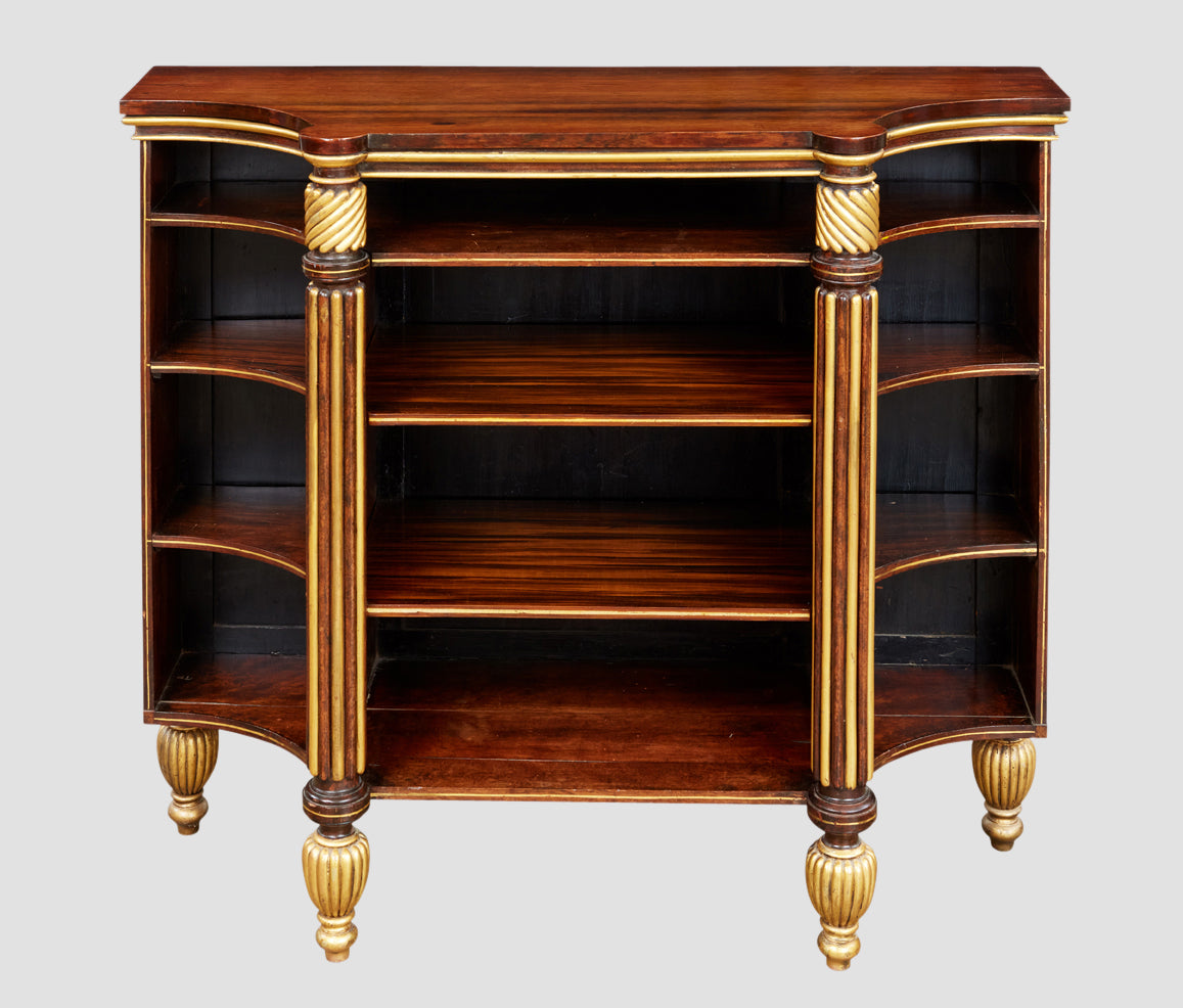 Rosewood Open Shelf and Shaped Regency Bookcase