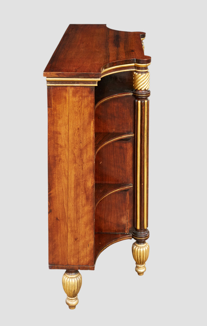 Rosewood Open Shelf and Shaped Regency Bookcase
