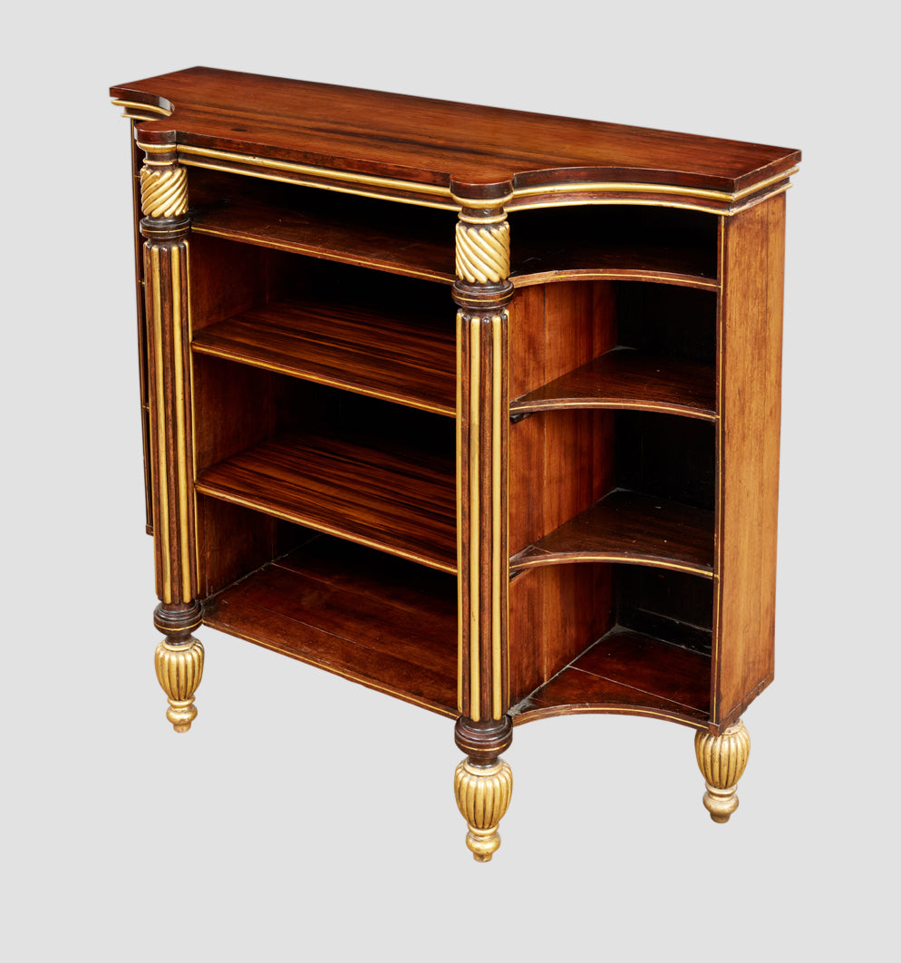 Rosewood Open Shelf and Shaped Regency Bookcase