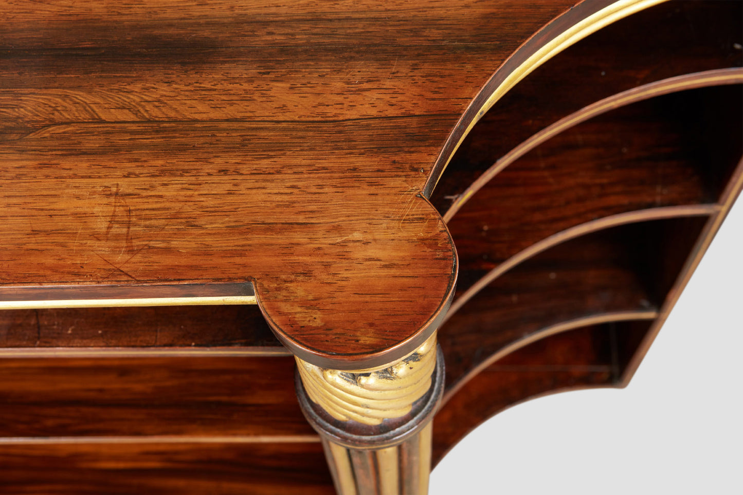 Rosewood Open Shelf and Shaped Regency Bookcase