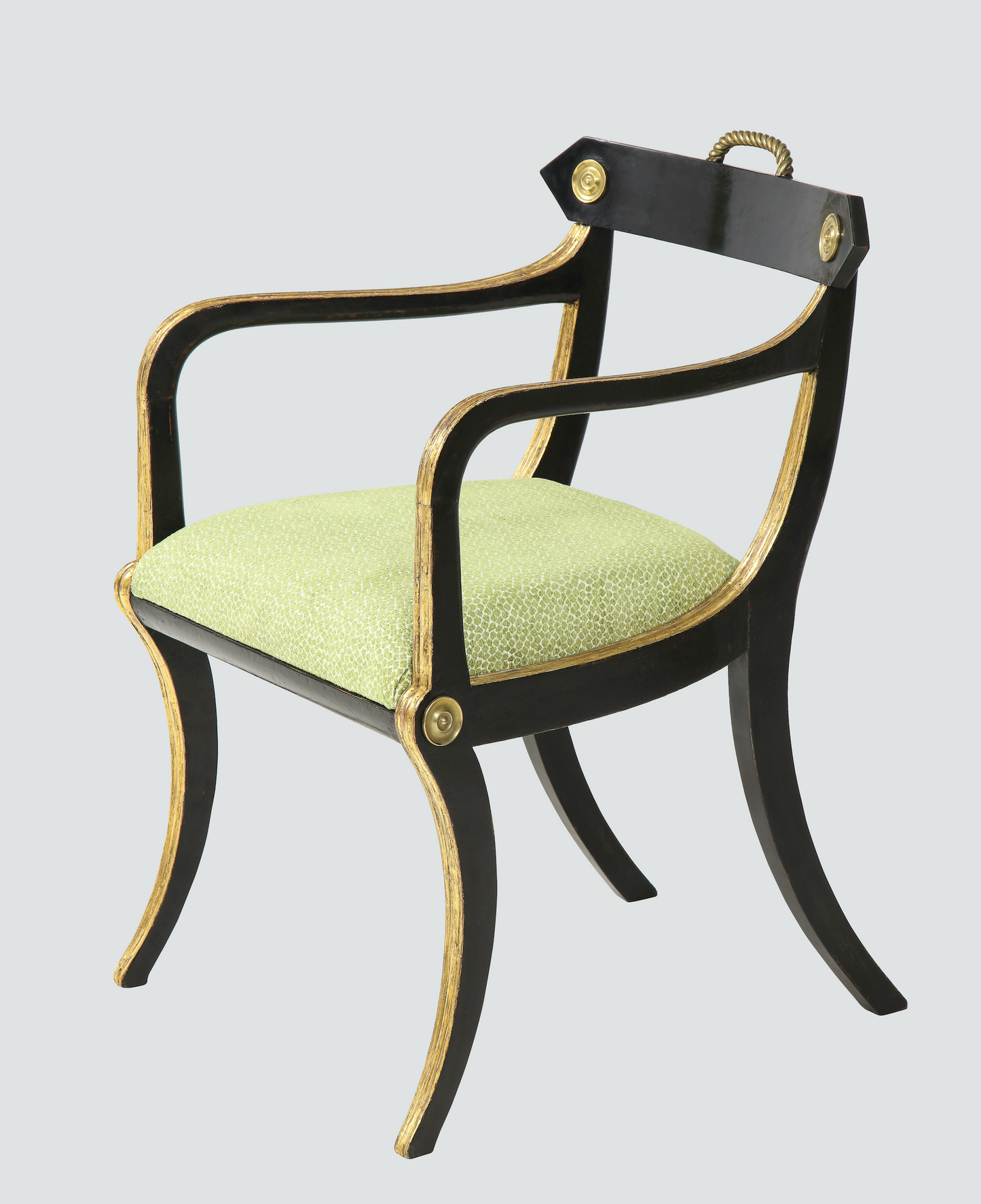 Pair of John Gee Regency Parcel Gilt Armchairs