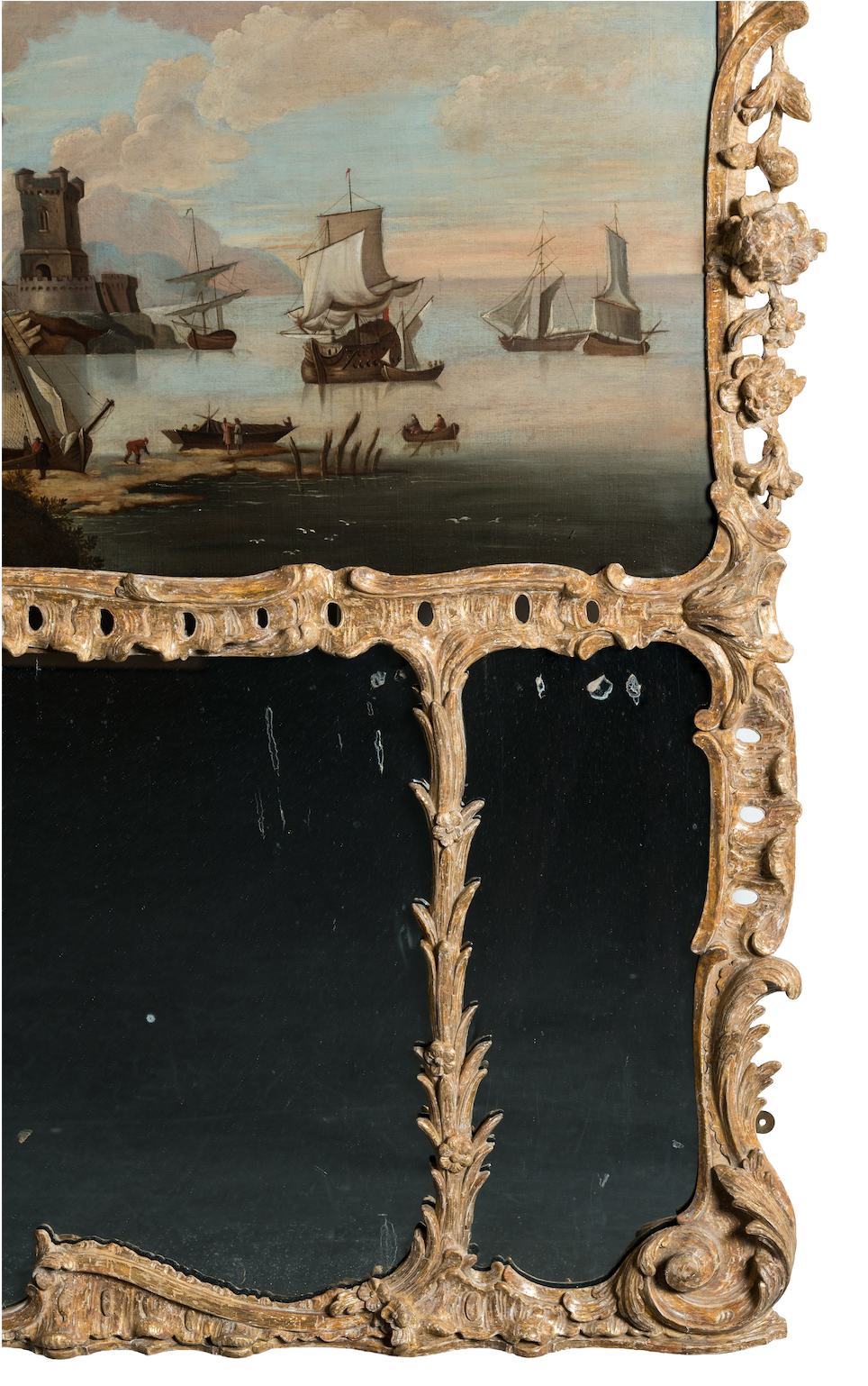 Carved and gilded trumeau mirror c. 1740