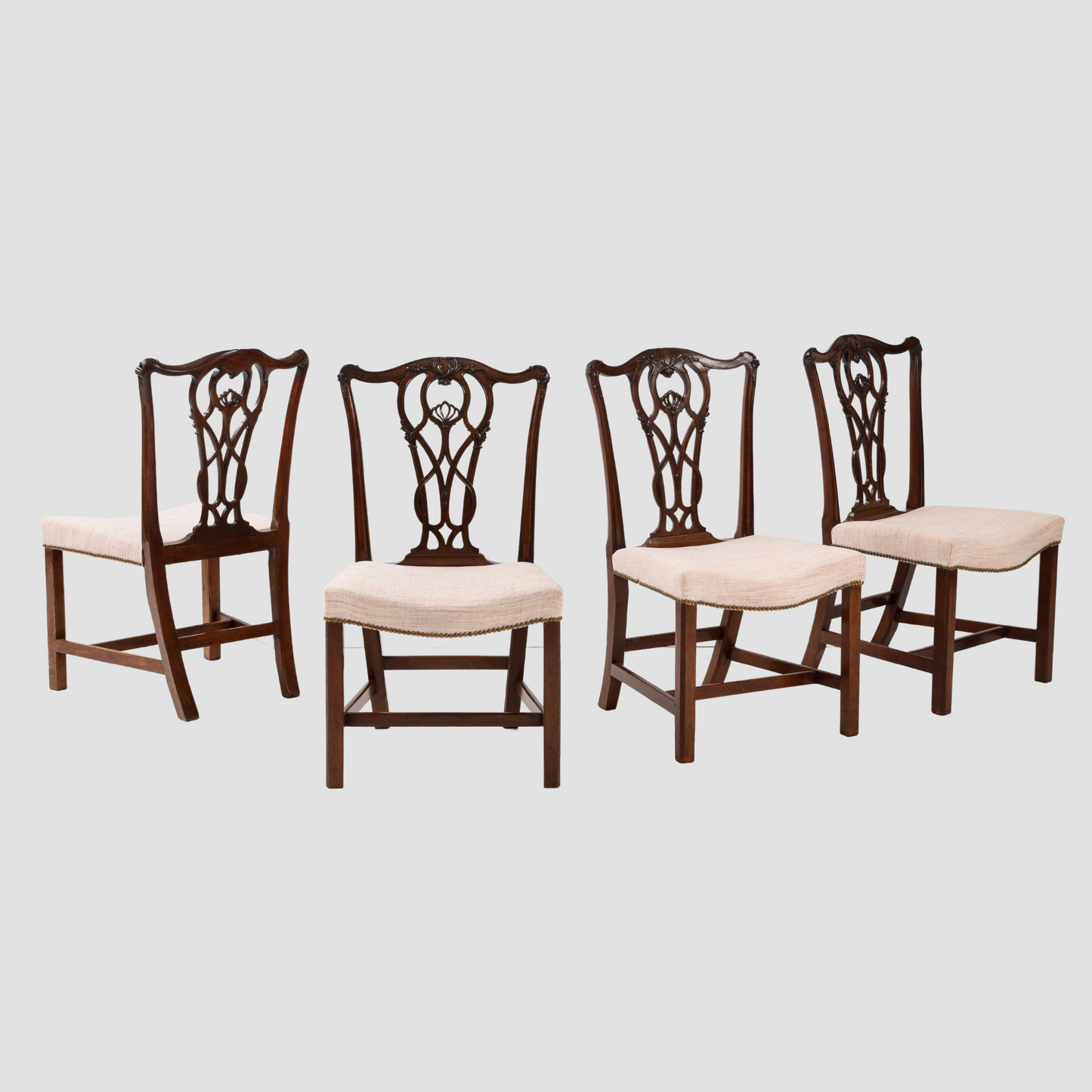 Set of four Chippendale dining chairs