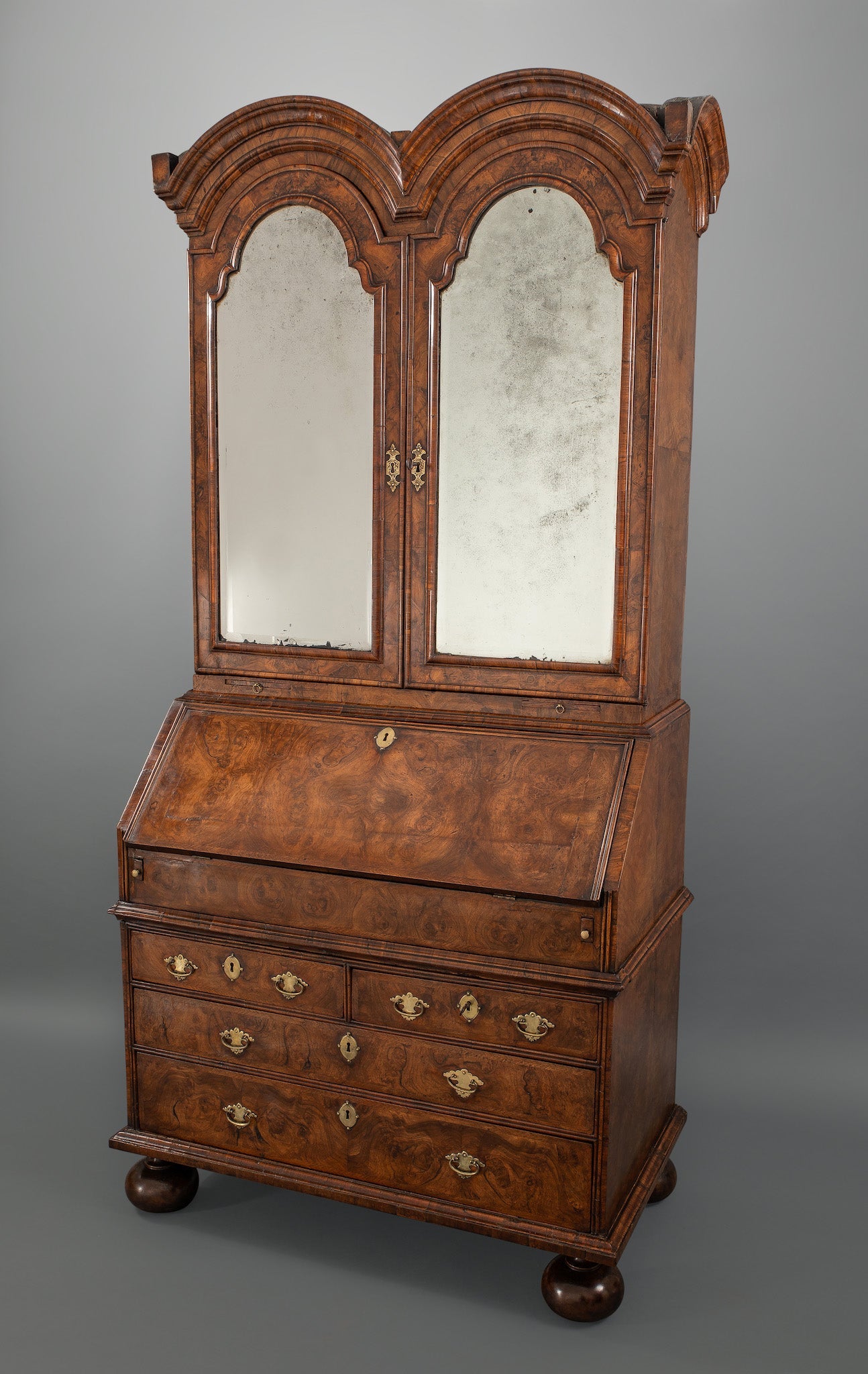 Walnut-Double-Dome-Bureau-Bookcase-2