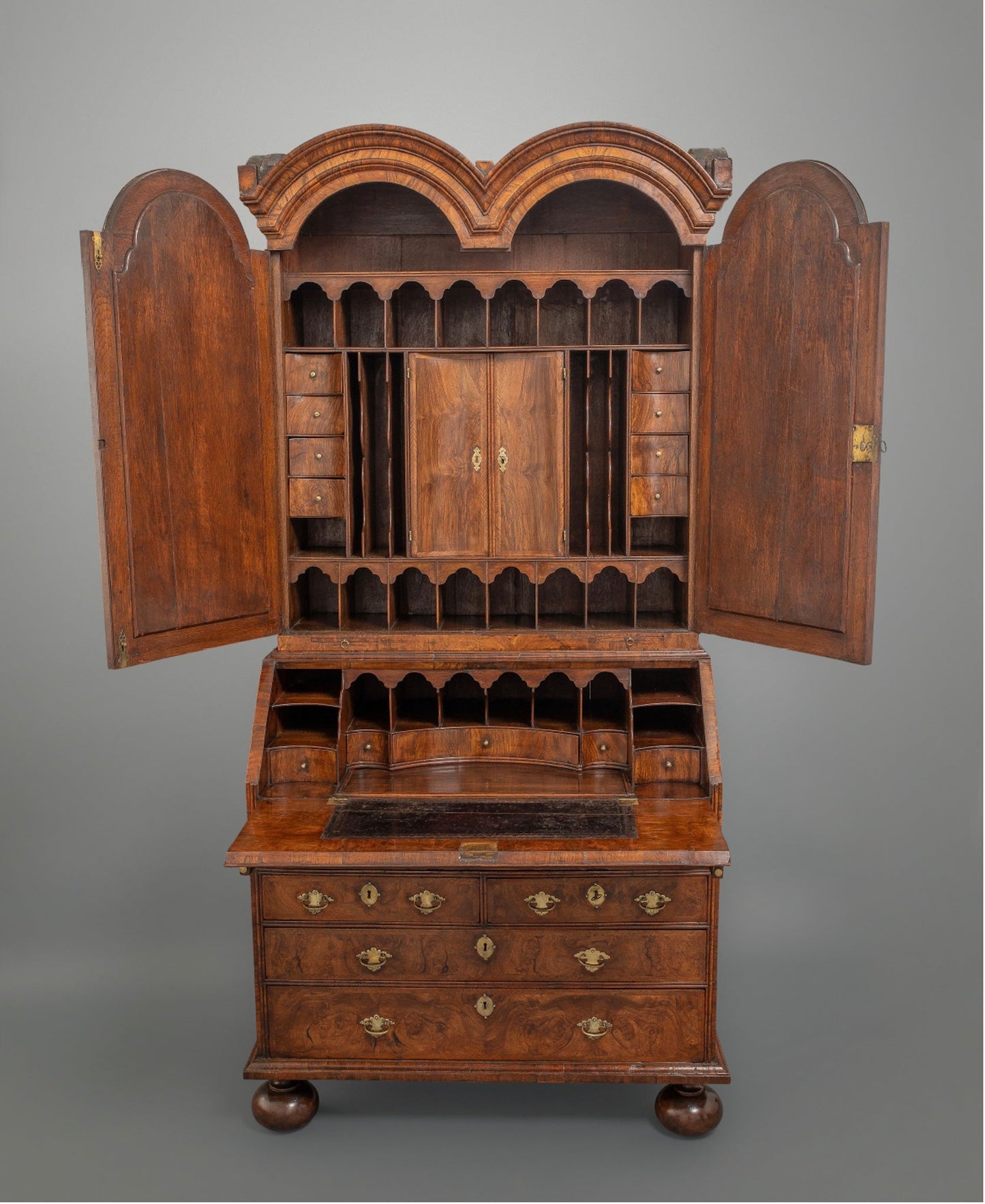 Walnut-Double-Dome-Bureau-Bookcase-3