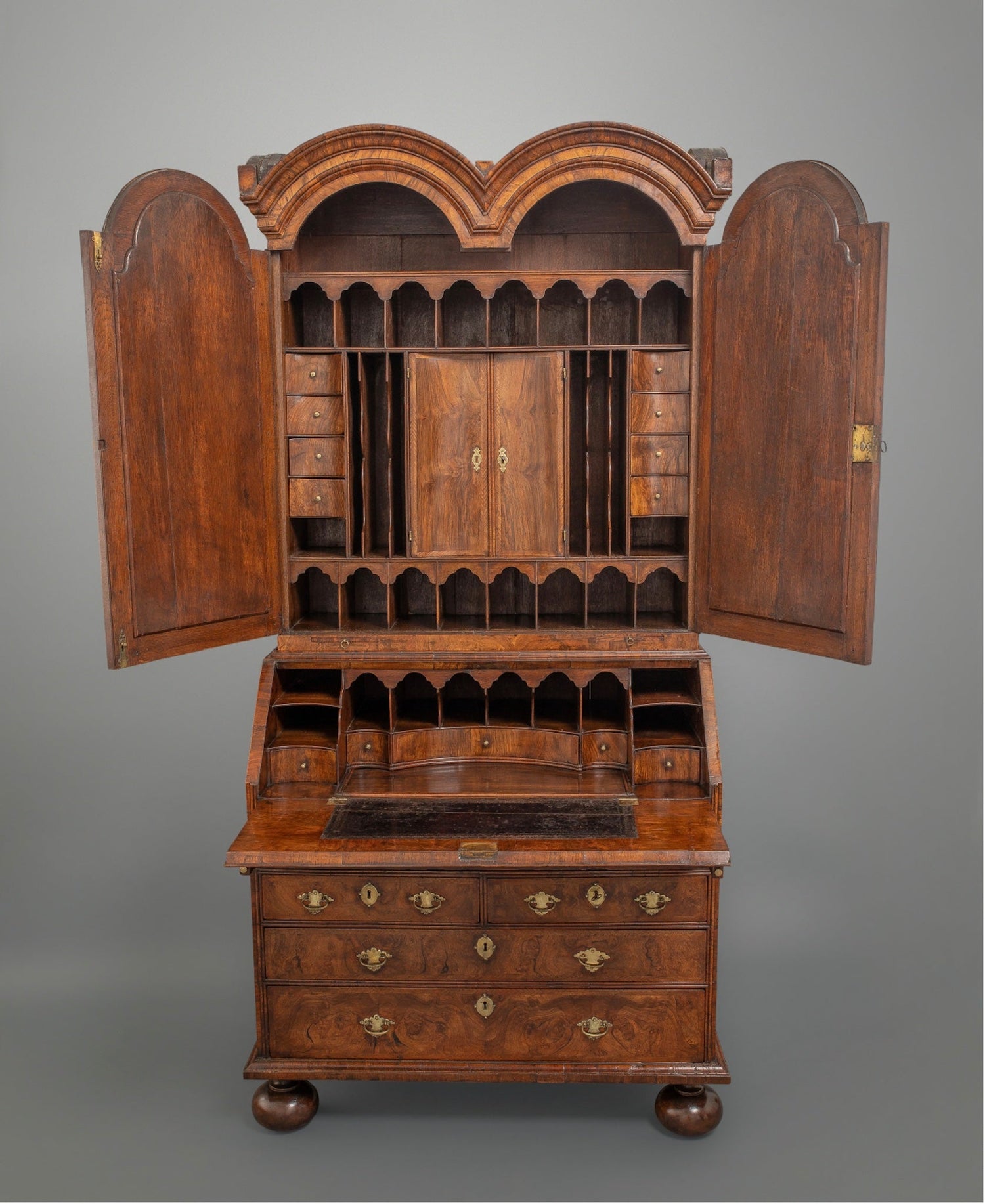 Walnut-Double-Dome-Bureau-Bookcase-3