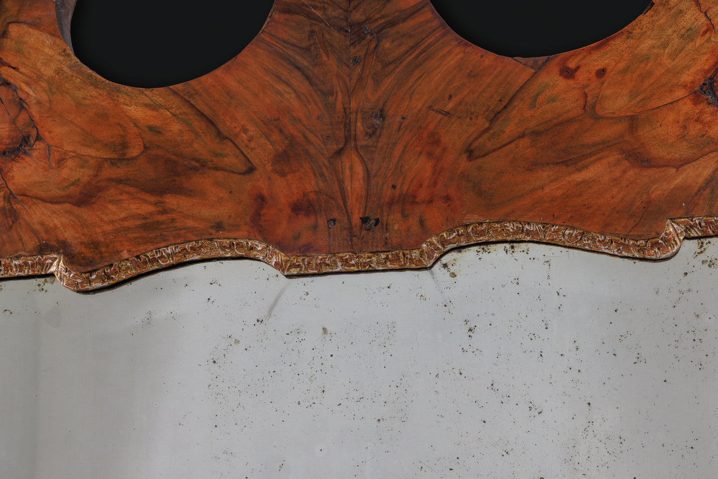 Walnut and parcel gilt, dry stripped mirror