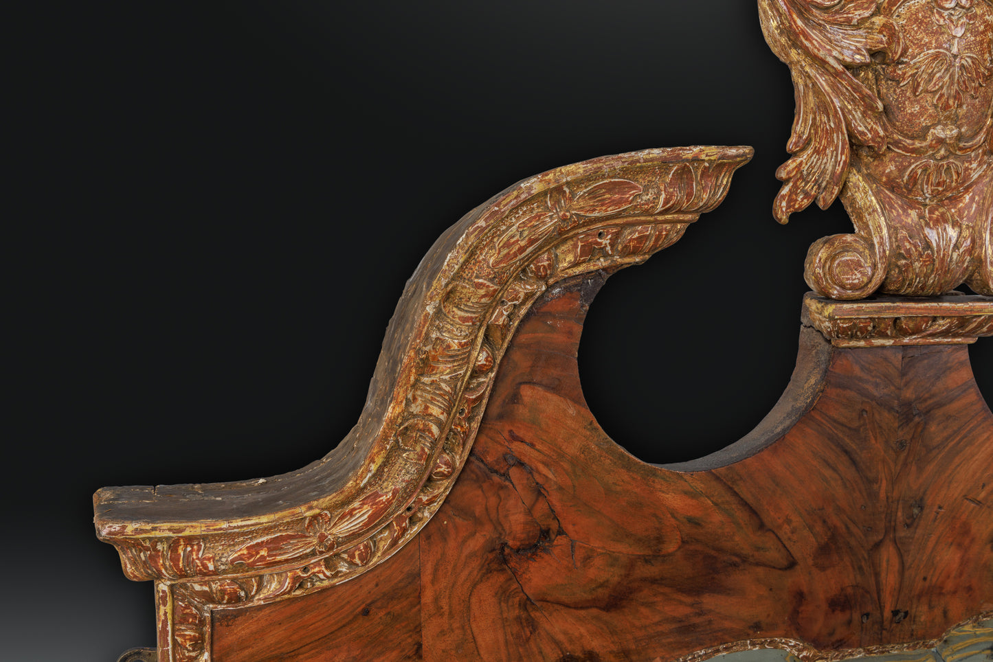Walnut and parcel gilt, dry stripped mirror