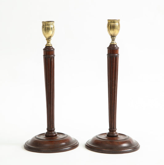 Pair-of-mahogany-and-brass-candlesticks-1