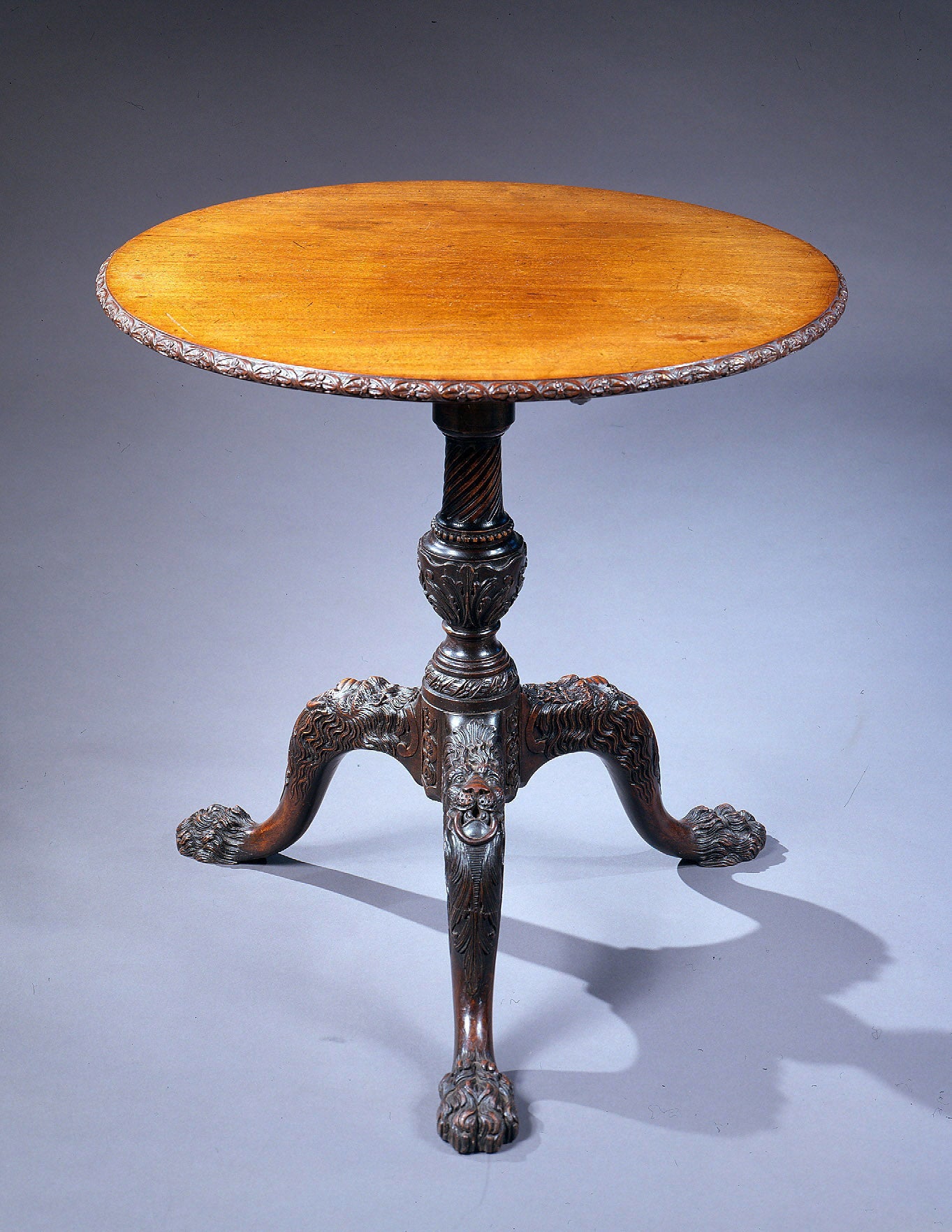Mahogany-Tripod-Table-with-Hairy-Paw-Feet-2