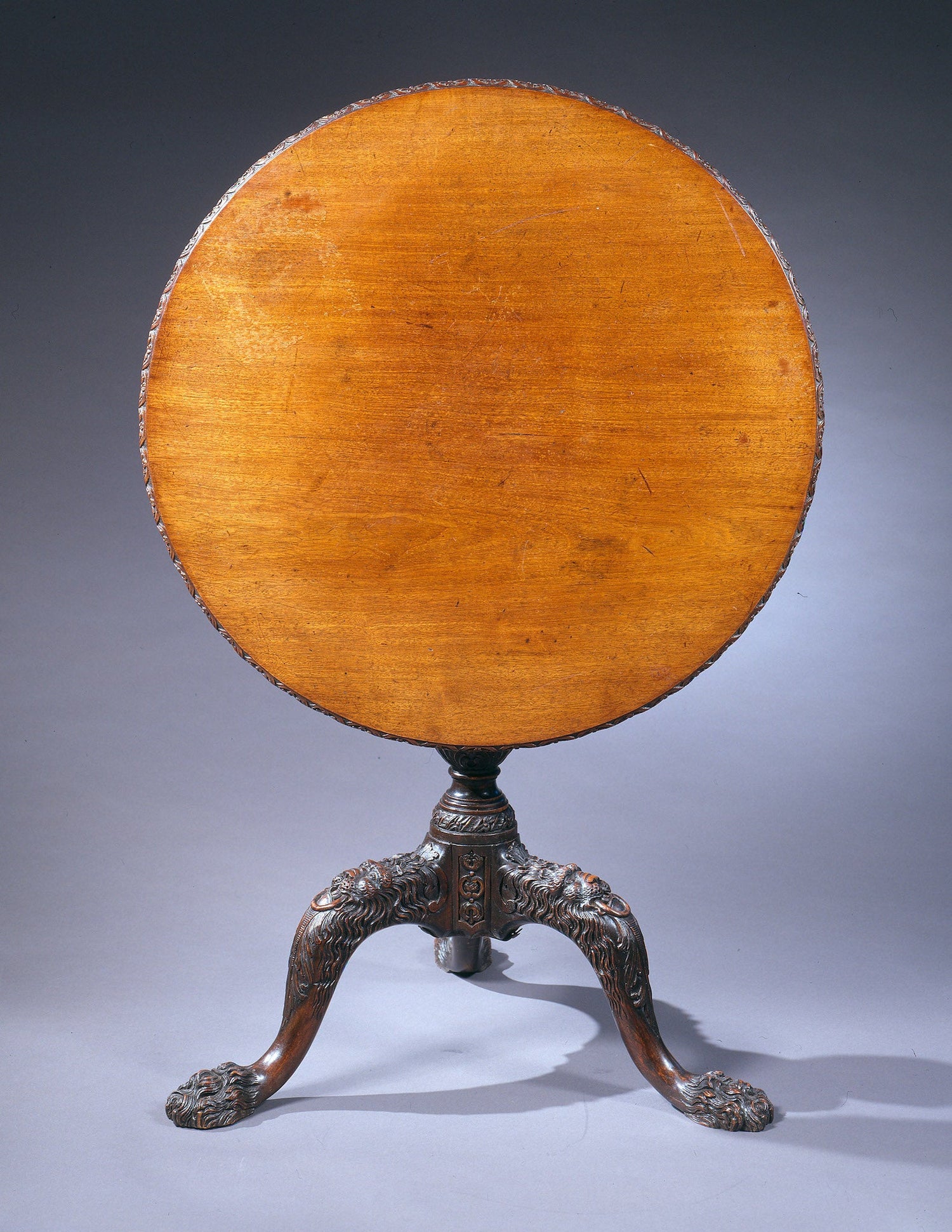 Mahogany-Tripod-Table-with-Hairy-Paw-Feet-1