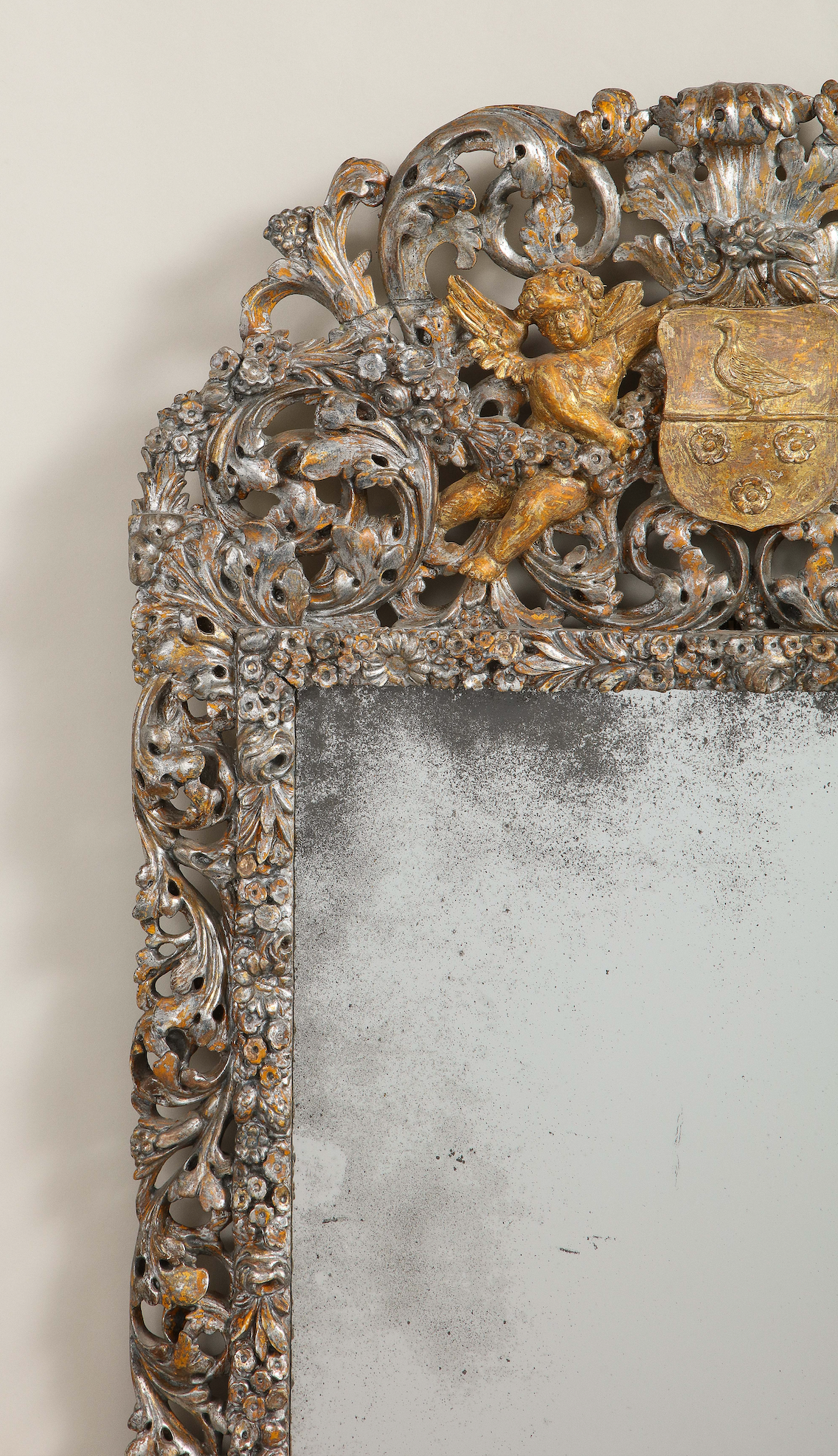 Charles II Silver Gilt Mirror