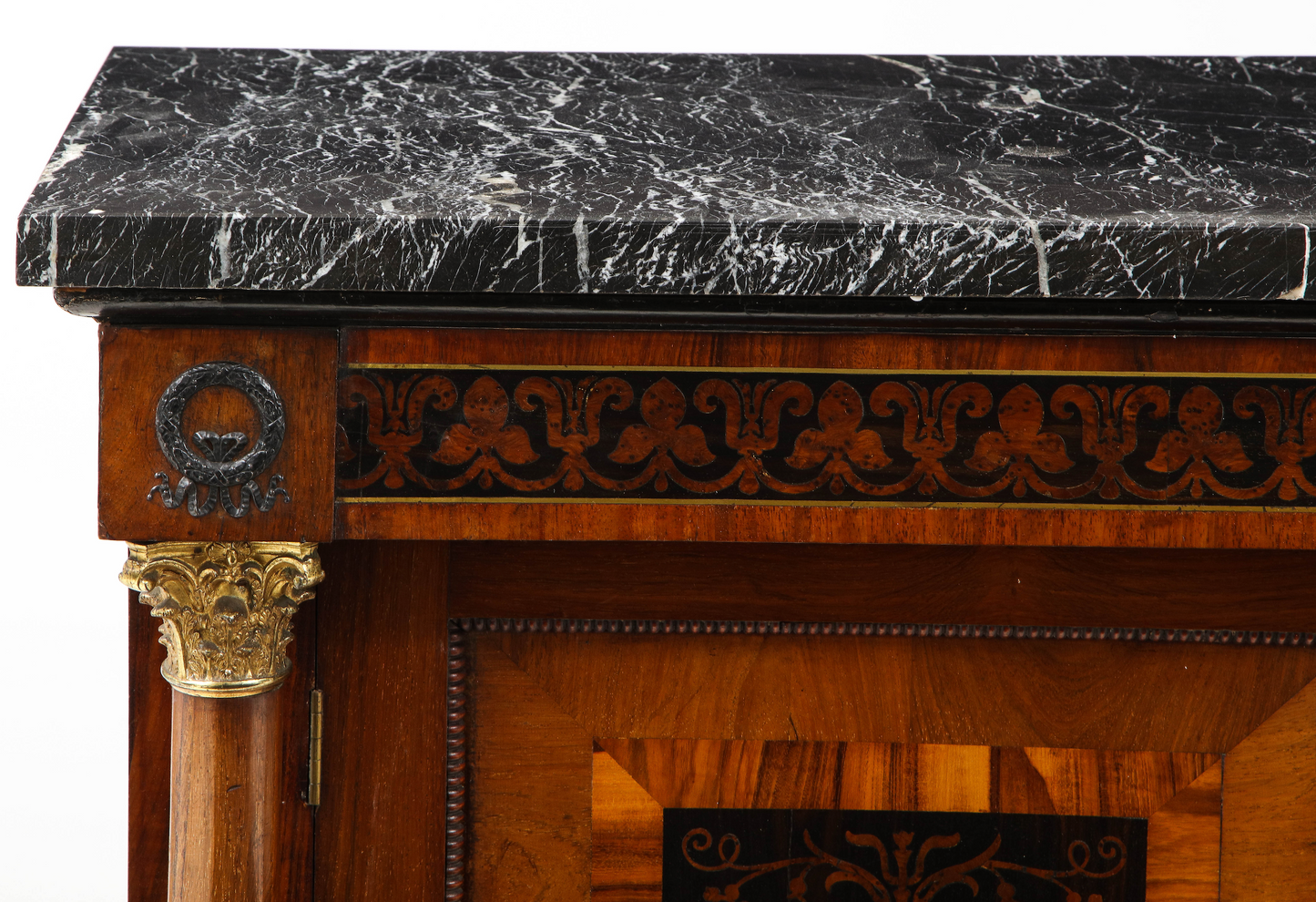 Marble top, Bullock style cabinet circa 1810