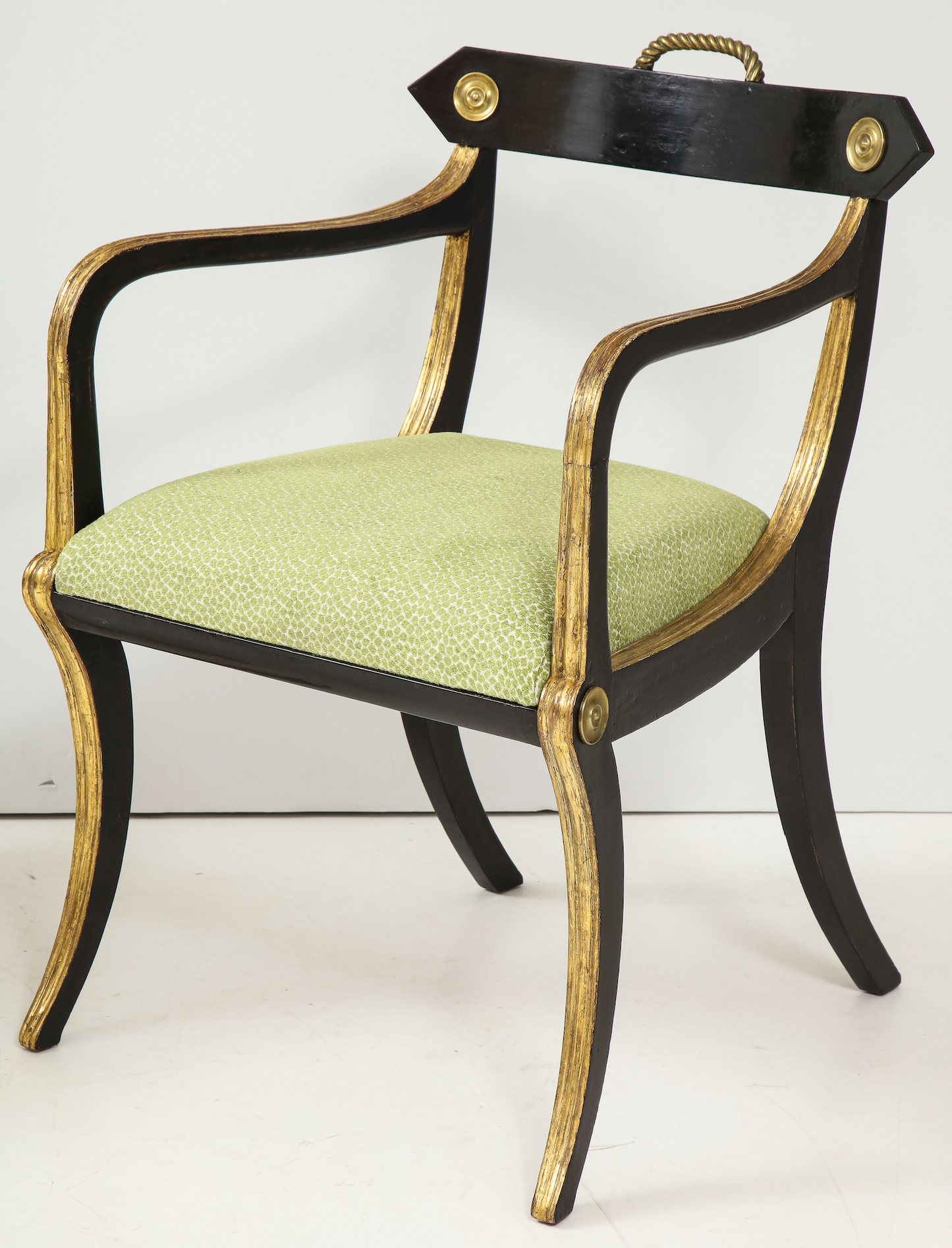 Pair of John Gee Regency Parcel Gilt Armchairs