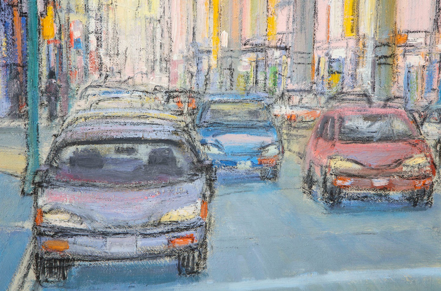 Cityscape in blues and yellows by Mark Horton