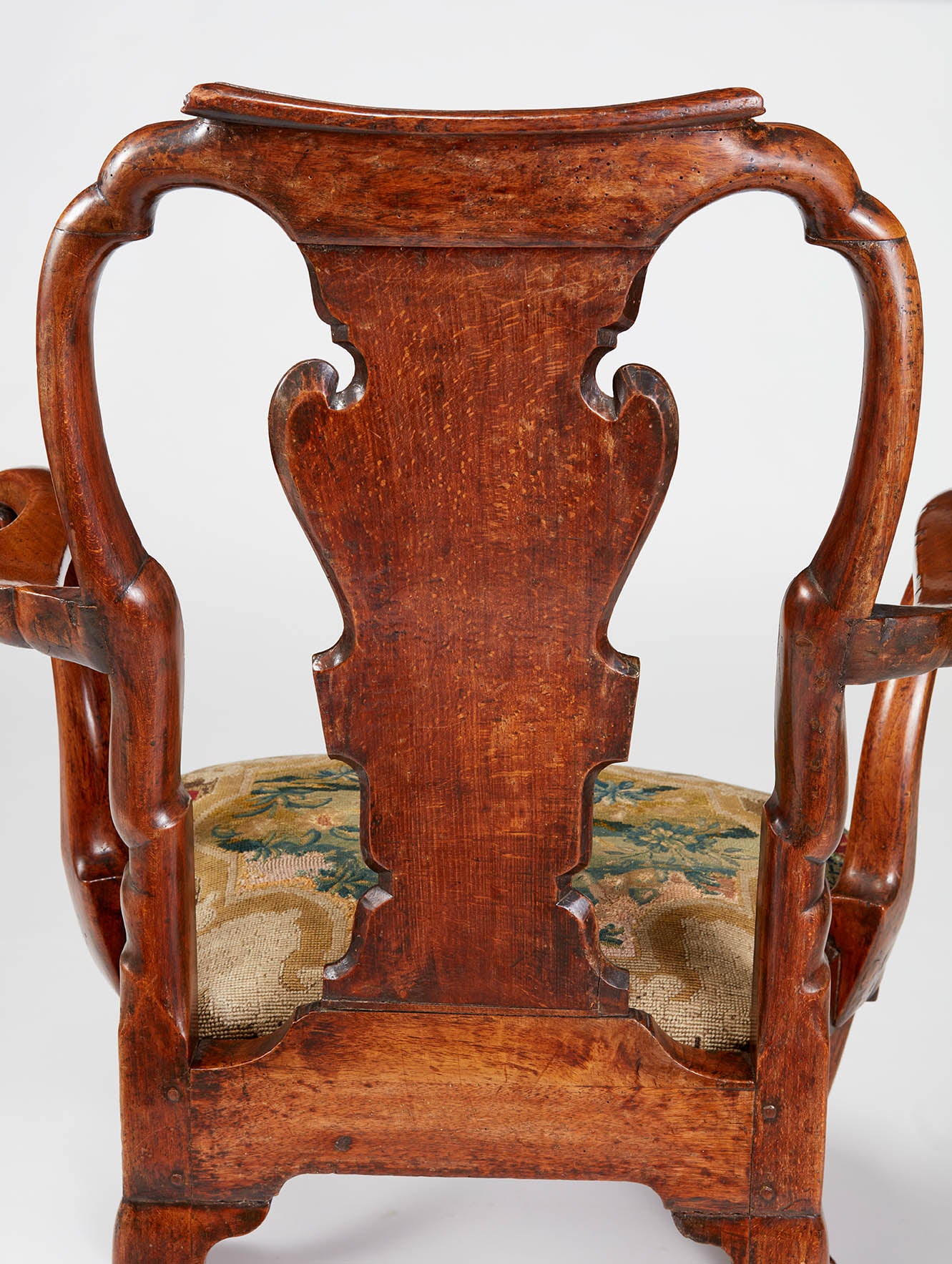 Walnut Open Armchair with Needlepoint Seat circa 1745