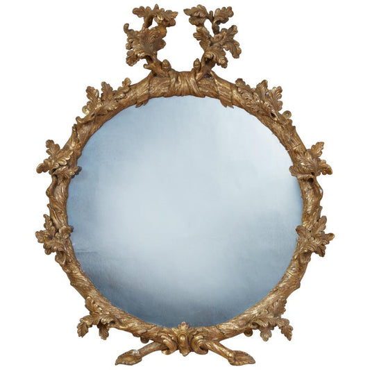 ROCOCO CARVED OVAL LOOKING GLASS, c. 1755