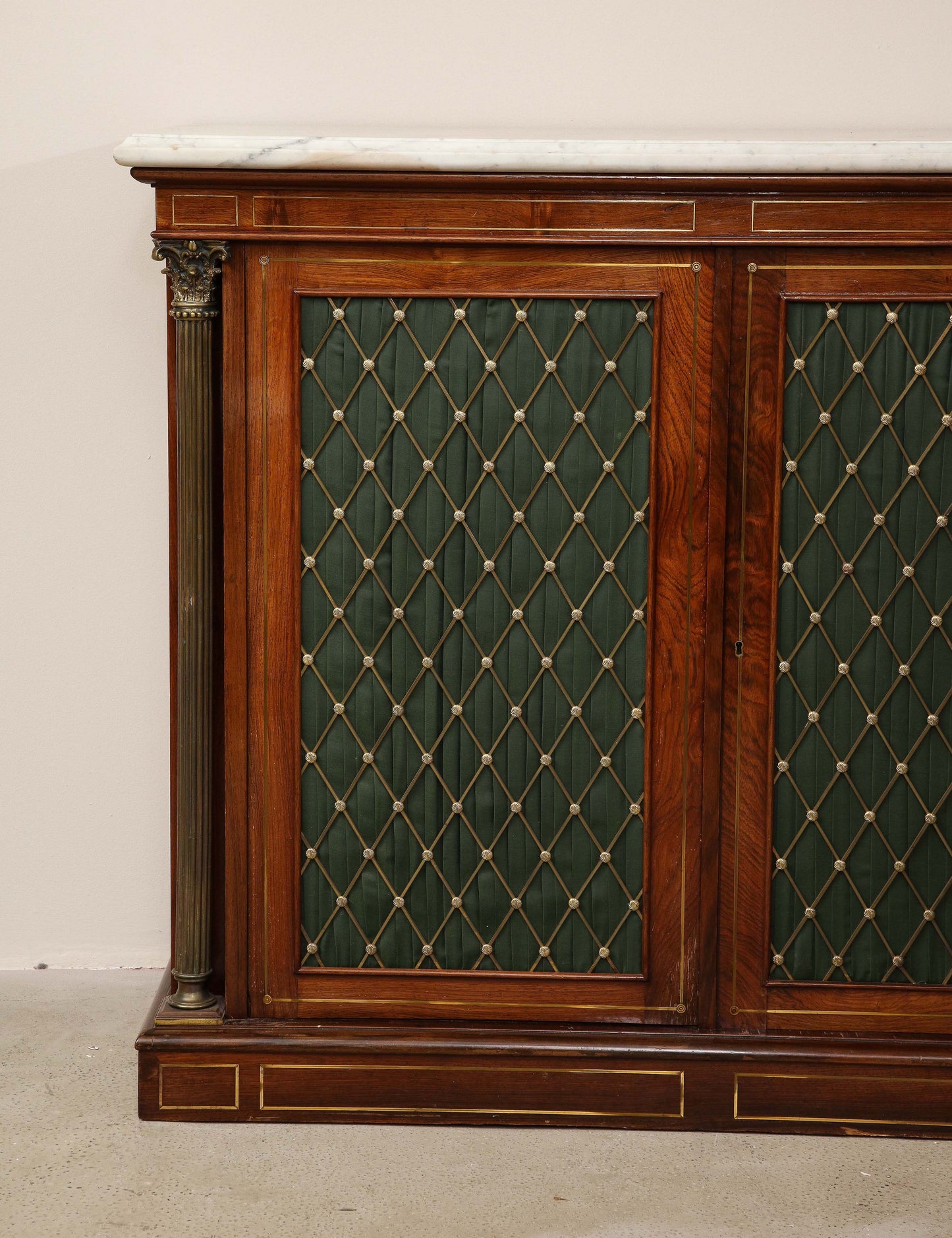 Regency brass inlaid side cabinet