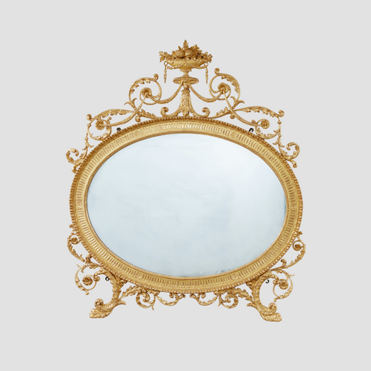 Carved and Gilded Neoclassical Overmantel Looking Glass c. 1785