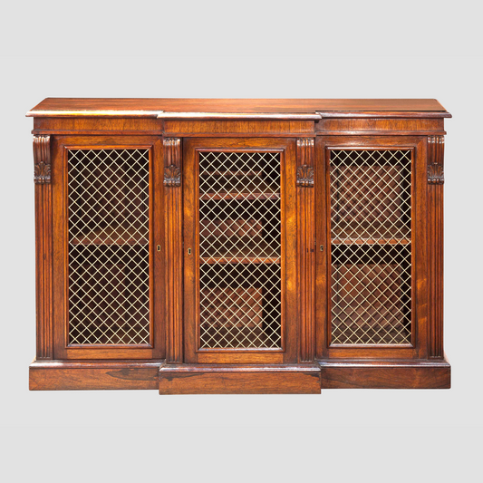 A Fine Small Rosewood Breakfront Cabinet