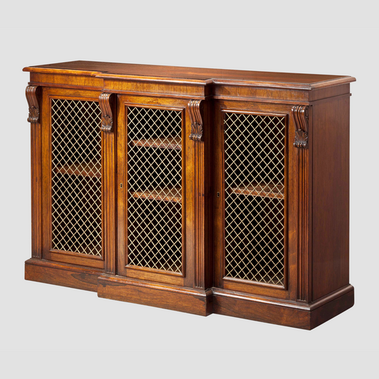 A Fine Small Rosewood Breakfront Cabinet