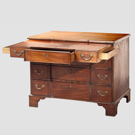Block Front Chest of Drawers With Writing Slides
