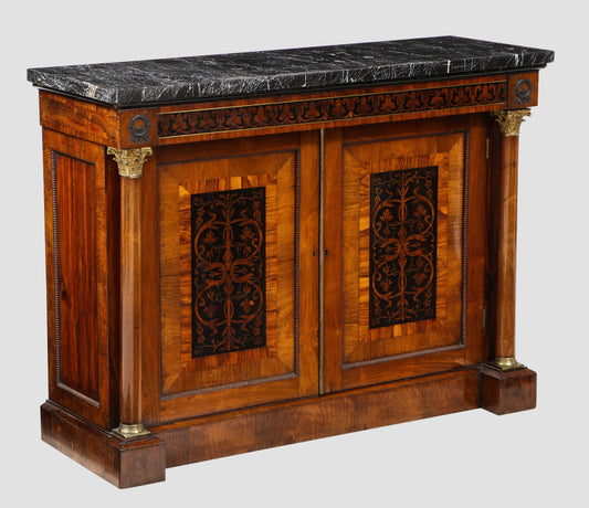 Marble top, Bullock style cabinet circa 1810