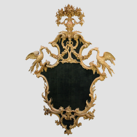 Carved Cartouche Shaped Rococo Mirror