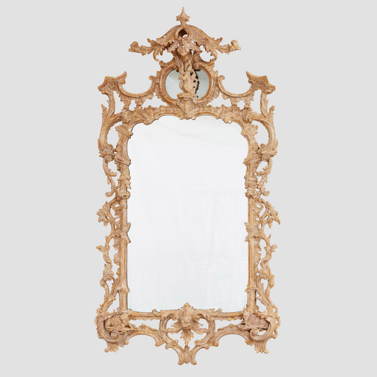 Carved Rococo Looking Glass with Pagoda Top