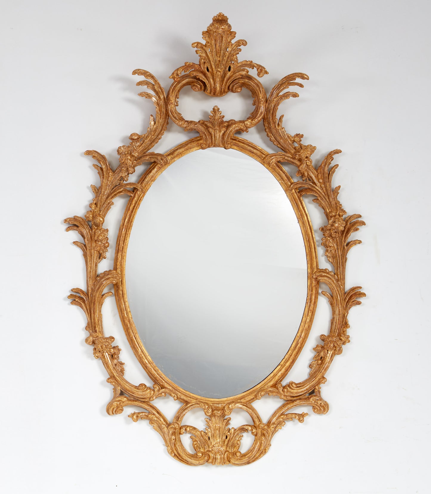 Carved and Gilded Rococo Oval Mirror of Good Size