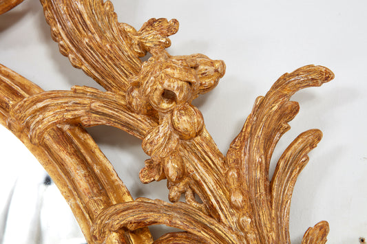 Carved and Gilded Rococo Oval Mirror of Good Size