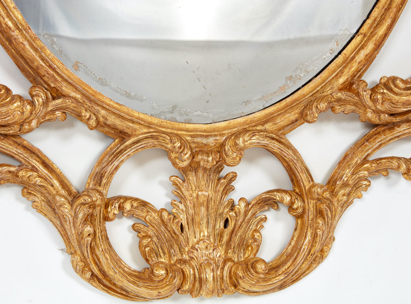 Carved and Gilded Rococo Oval Mirror of Good Size