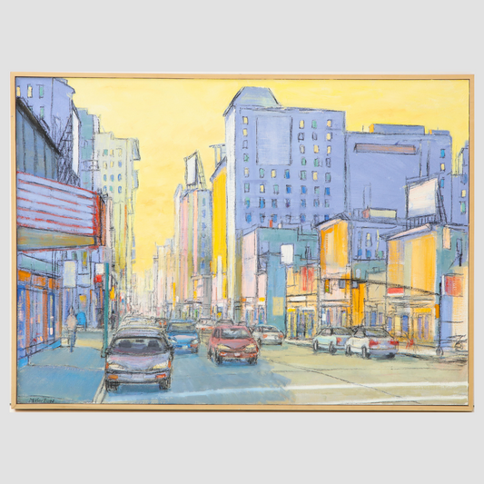 Cityscape in blues and yellows by Mark Horton