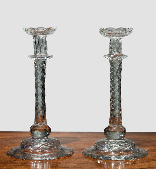 Pair English Crystal Candlesticks