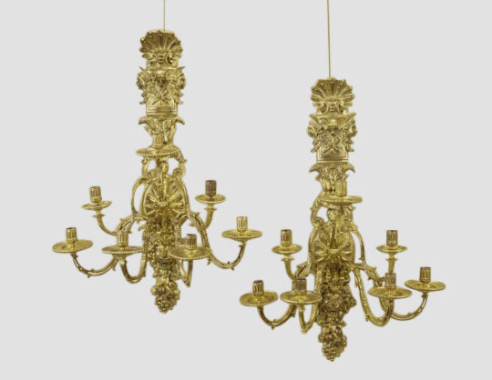 Seven Arm Regency French Ormolu Sconce 19th Century (Pair)